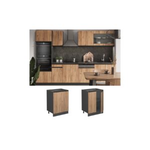 Vicco Unterschrank Küchenschrank Küchenmöbel R-Line J-Shape Anthrazit Eiche 60 cm modern