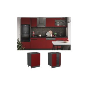 Vicco Unterschrank Küchenschrank Küchenmöbel R-Line J-Shape Anthrazit Rot 60 cm modern