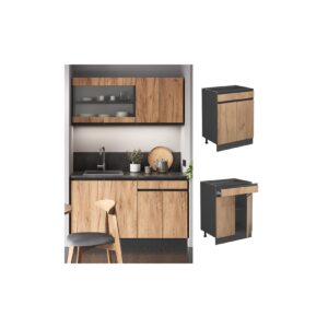 Vicco Schubunterschrank Küchenschrank Küchenmöbel R-Line J-Shape Anthrazit Eiche 60 cm modern