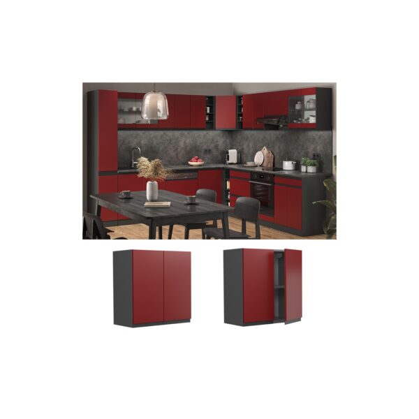 Vicco Hängeschrank Küchenschrank Küchenmöbel R-Line J-Shape Anthrazit Rot 60 cm modern