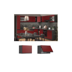 Vicco Hängeschrank flach Küchenschrank Küchenmöbel R-Line J-Shape Anthrazit Rot 60 cm modern