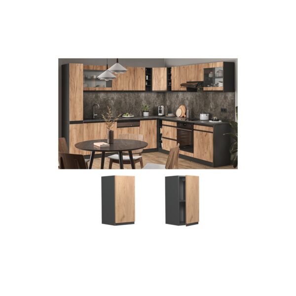 Vicco Hängeschrank Küchenschrank Küchenmöbel R-Line J-Shape Anthrazit Eiche 30 cm modern