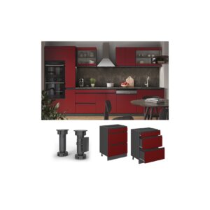 Vicco Schubladenunterschrank Küchenschrank Küchenmöbel R-Line J-Shape Anthrazit Rot 60 cm modern