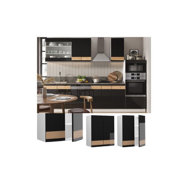 Vicco Hängeschrank Küchenschrank Küchenmöbel Fame-Line Weiß Schwarz Eiche 60 cm modern Hochglanz