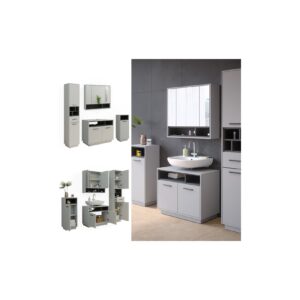 Vicco Badmöbel-Set Badezimmer-Möbel Bad-Schrank Beatrice Grau Anthrazit modern Badezimmerschrank Waschtischunterschrank Spiegelschrank Midischrank Hochschrank Schranktür Schrankfach