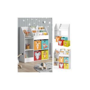 Vicco Kinderregal Bücherregal Wandregal Luigi Weiß 100x114 cm modern Faltbox Kinderzimmer Regal Spielzeugregal Dekoregal Standregal Aufbewahrungsregal Würfelregal Ablage Fach freistehend