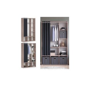 Vicco Kleiderschrank Schlafzimmerschrank Garderobe Luigi Sonoma 106 x 178 cm modern Schrankregal Organizer Vorhang Kleiderstange Fächer Aufbewahrung Ablage