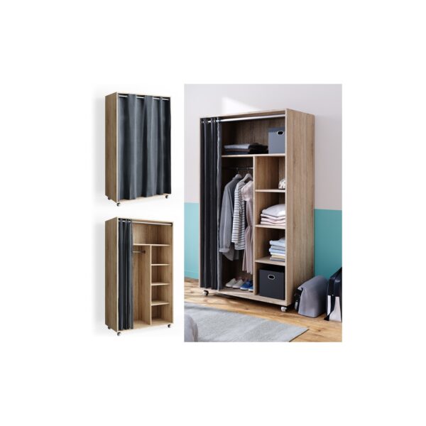 Vicco mobiler Kleiderschrank Dielenschrank Garderobe Doros Sonoma 100 x 168 cm offen rollbar