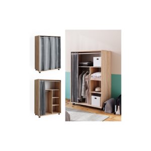 Vicco mobiler Kleiderschrank Dielenschrank Garderobe Doros Sonoma 100 x 147 cm offen rollbar