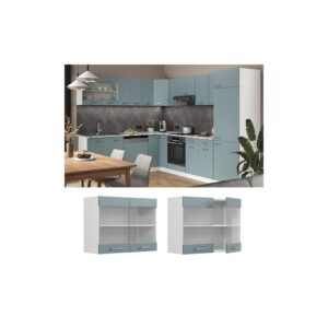 Vicco Glashängeschrank Küchenschrank R-Line Solid Weiß Blau Grau 80 cm modern