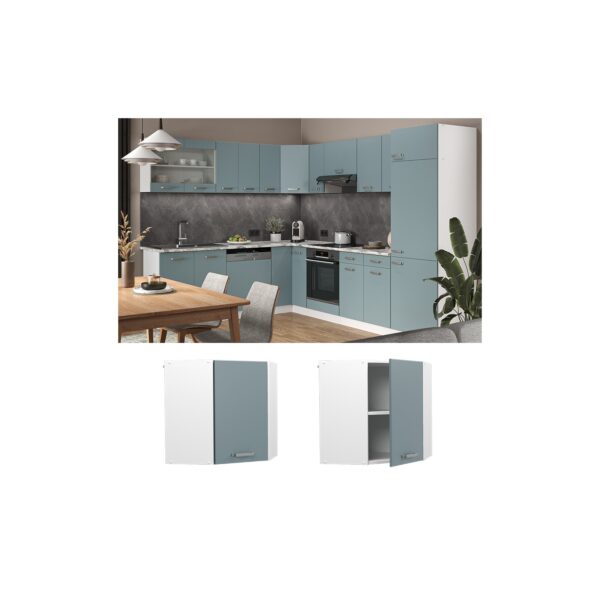 Vicco Eckhängeschrank Küchenschrank R-Line Solid Weiß Blau Grau 57 cm modern