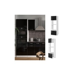 Vicco Mikrowellenschrank Küchenschrank R-Line Solid Weiß Schwarz 60 cm modern