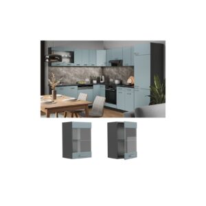 Vicco Glashängeschrank Küchenschrank R-Line Solid Anthrazit Blau Grau 40 cm modern