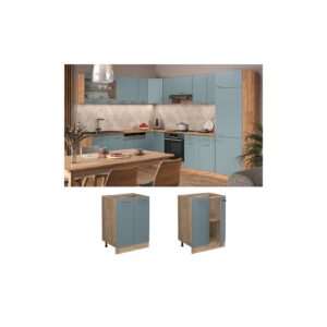 Vicco Unterschrank Küchenschrank R-Line Solid Eiche Blau Grau 60 cm modern