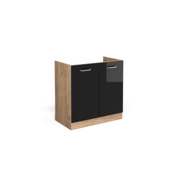 Vicco Spülenunterschrank Küchenschrank R-Line Solid Eiche Schwarz 80 cm modern