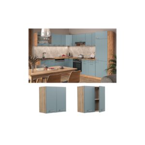 Vicco Hängeschrank Küchenschrank R-Line Solid Eiche Blau Grau 60 cm modern