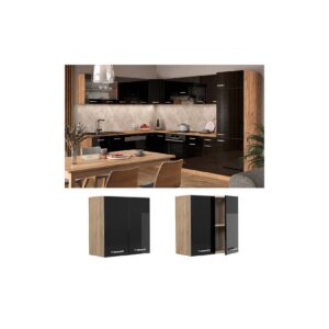 Vicco Hängeschrank Küchenschrank R-Line Solid Eiche Schwarz 60 cm modern