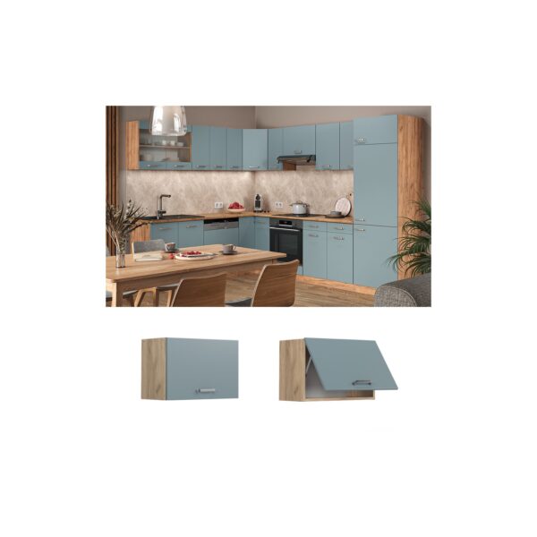 Vicco Hängeschrank flach Küchenschrank R-Line Solid Eiche Blau Grau 60 cm modern