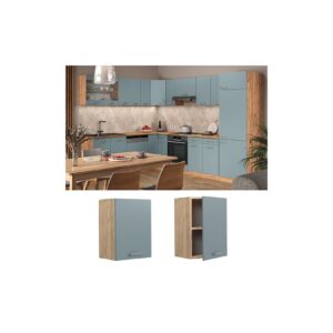 Vicco Hängeschrank Küchenschrank R-Line Solid Eiche Blau Grau 45 cm modern