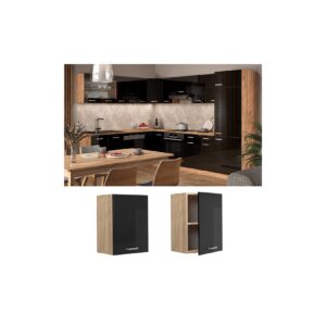 Vicco Hängeschrank Küchenschrank R-Line Solid Eiche Schwarz 45 cm modern