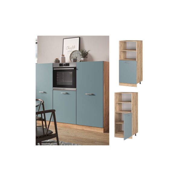 Vicco Vorratsschrank Küchenschrank R-Line Solid Eiche Blau Grau 60 cm modern kleine Tür