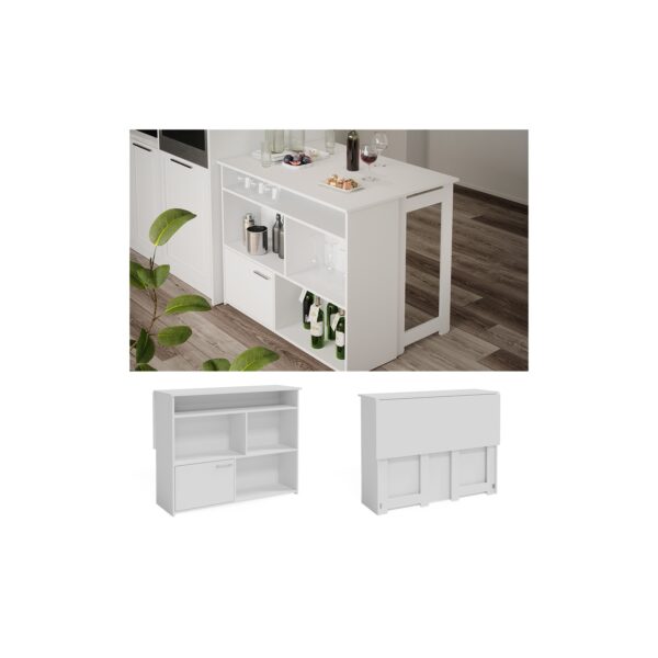 Vicco Bartisch Dominic Weiß 116 x 37 cm Esszimmer Küche offene Fächer Tür