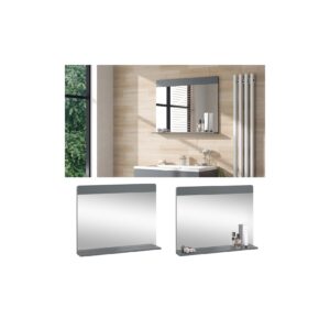 Vicco Badezimmerspiegel Izan Grau 80 x 62 cm mit Regal